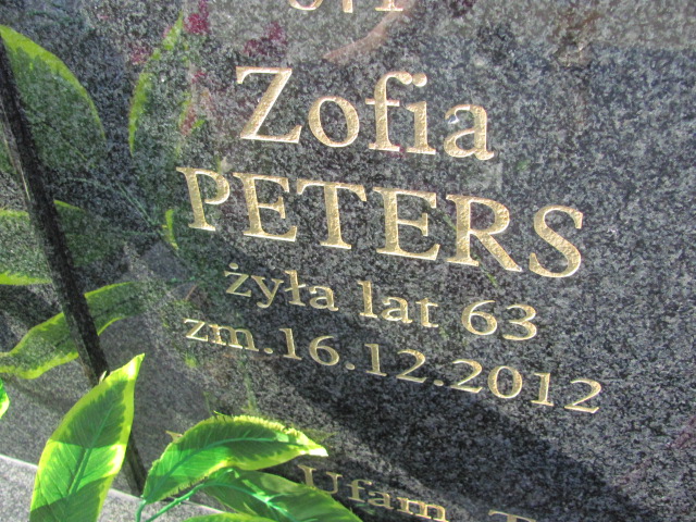 Zofia Peters 1949 Chobrzany - Grobonet - Wyszukiwarka osób pochowanych
